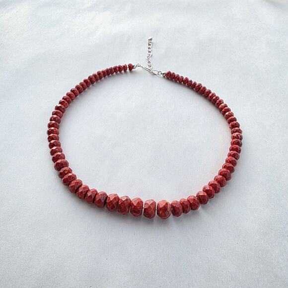 Jay King DTR Genuine Coral Red Statement Choker Necklace sterling Silver 925 - Picture 2 of 11